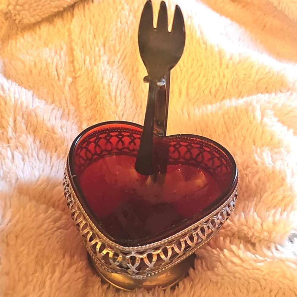 Antique Crystal Brama Candy/Condiment Dish